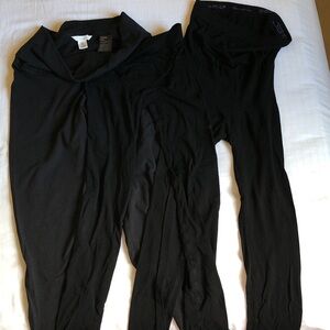 Seraphine 2 pairs of Seamless Over-Bump and Under-Bump Black Maternity Leggings